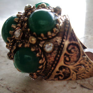 green Stone Antique Gold Ring For Women turkish jewelry size8